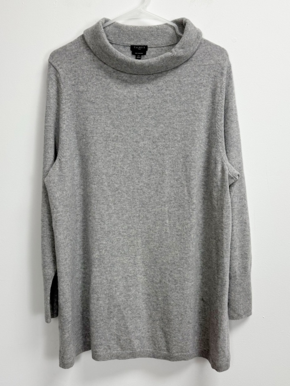 Talbots Pure Cashmere Sweater Womens 2X Gray Knit Long Sleeve Collared